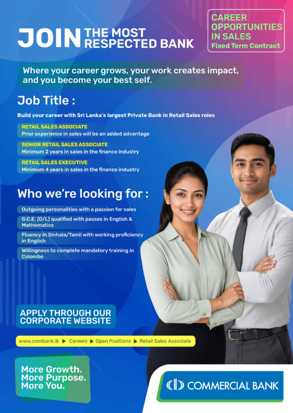 Retail Sales Associate - Commercial Bank of Ceylon PLC
