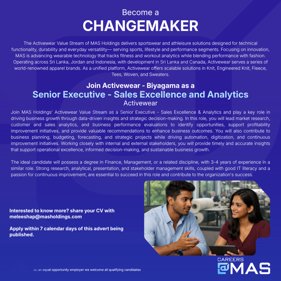 Senior Executive - MAS Holdings (Pvt) Ltd