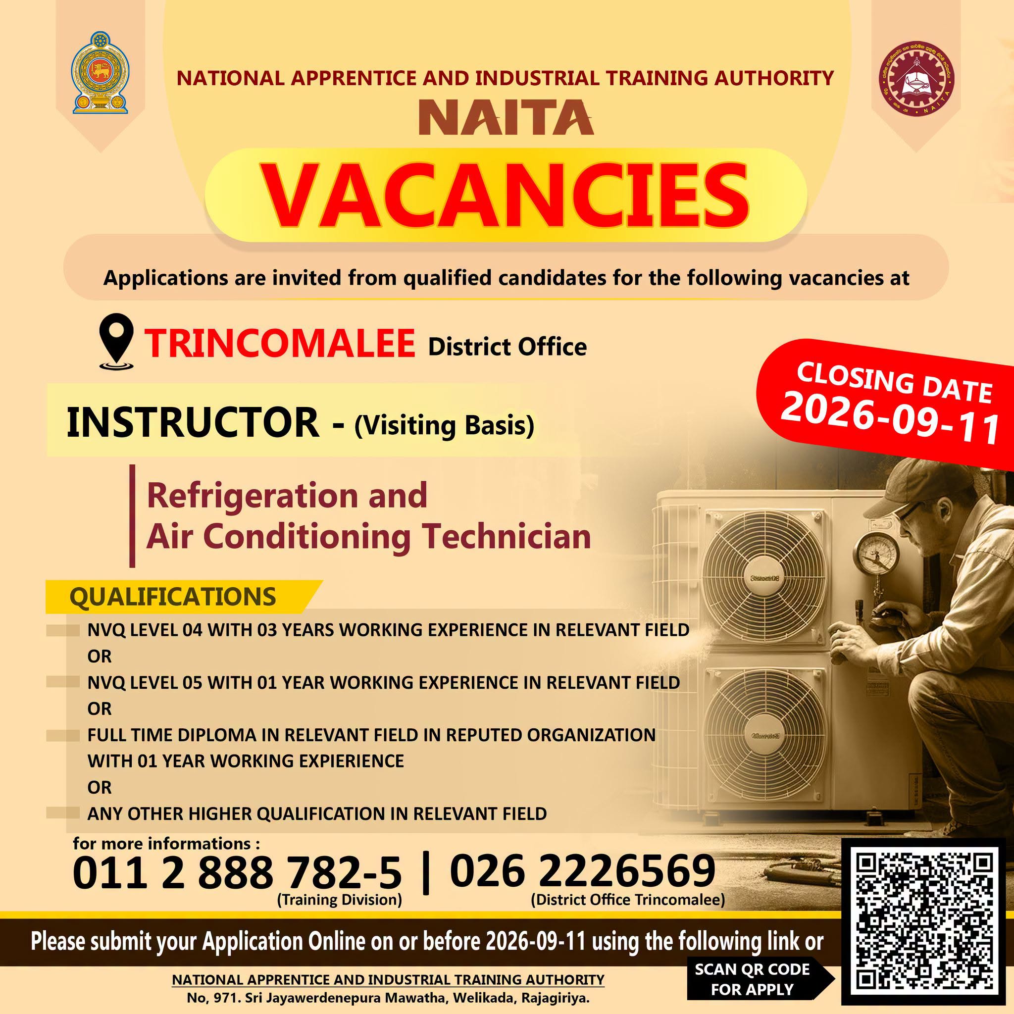Instructor (Refrigeration and Air Conditioning Technician) - National Apprentice and Industrial Training Authority