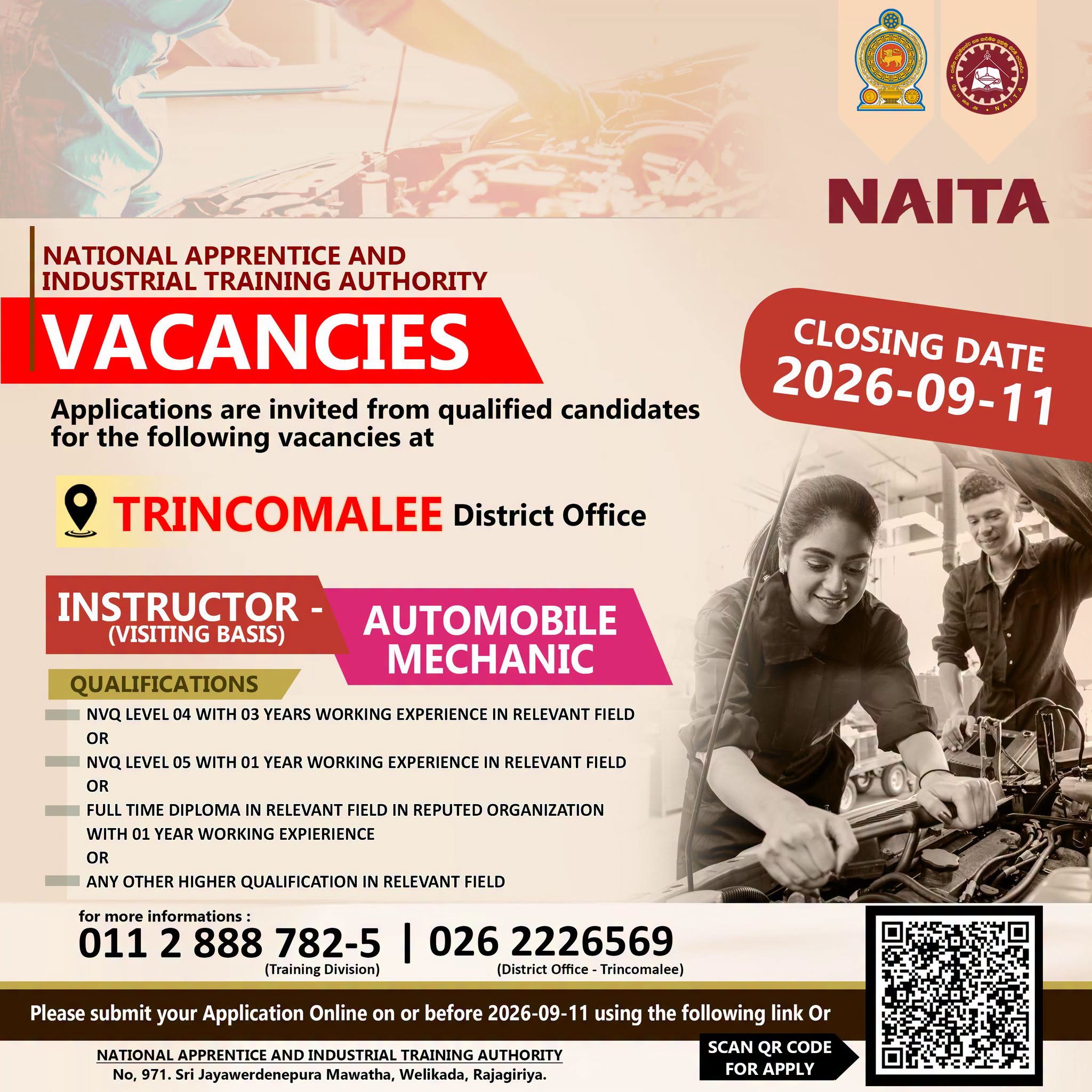 Instructor (Automobile Mechanic) - National Apprentice and Industrial Training Authority