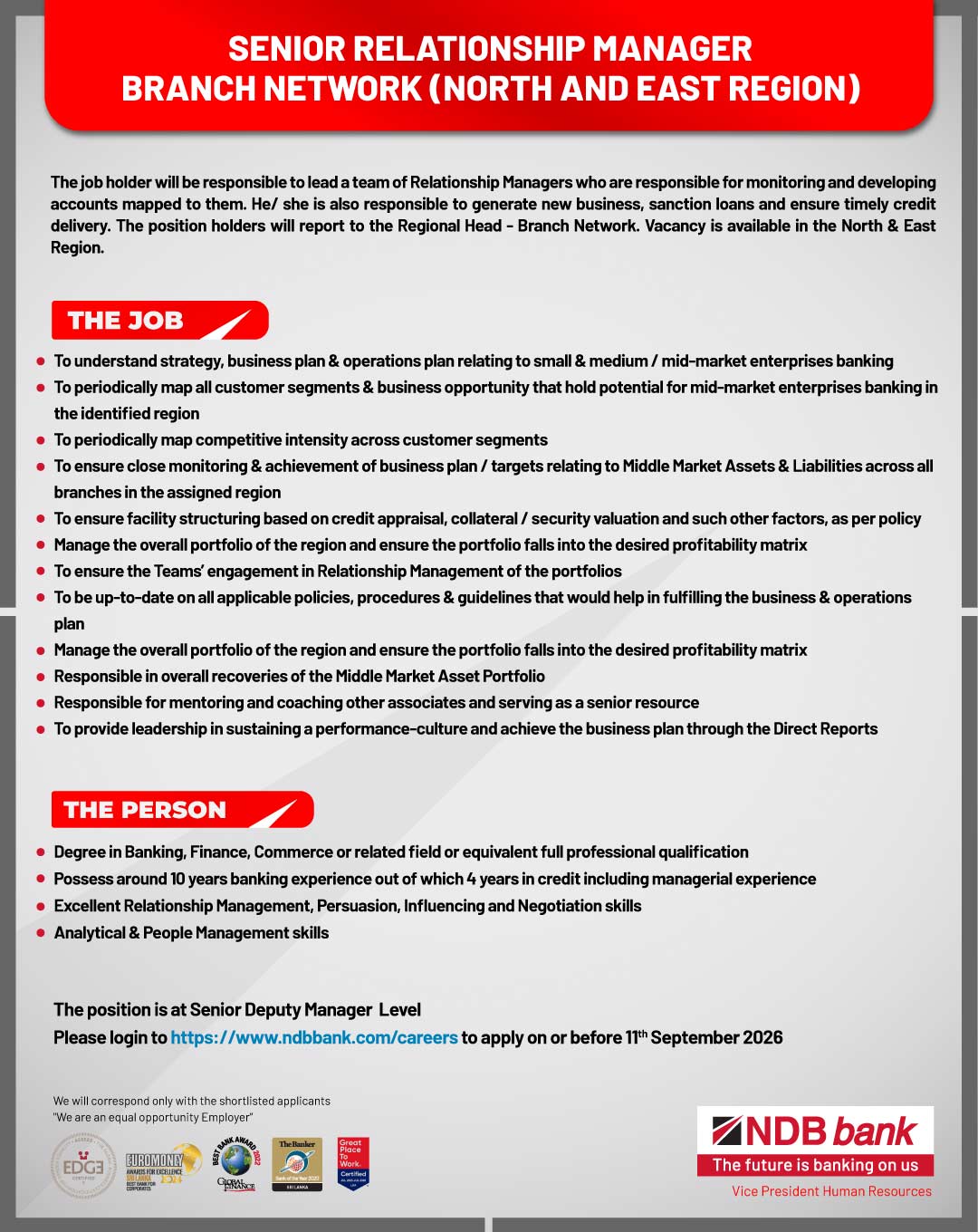 Senior Relationship Manager - National Development Bank