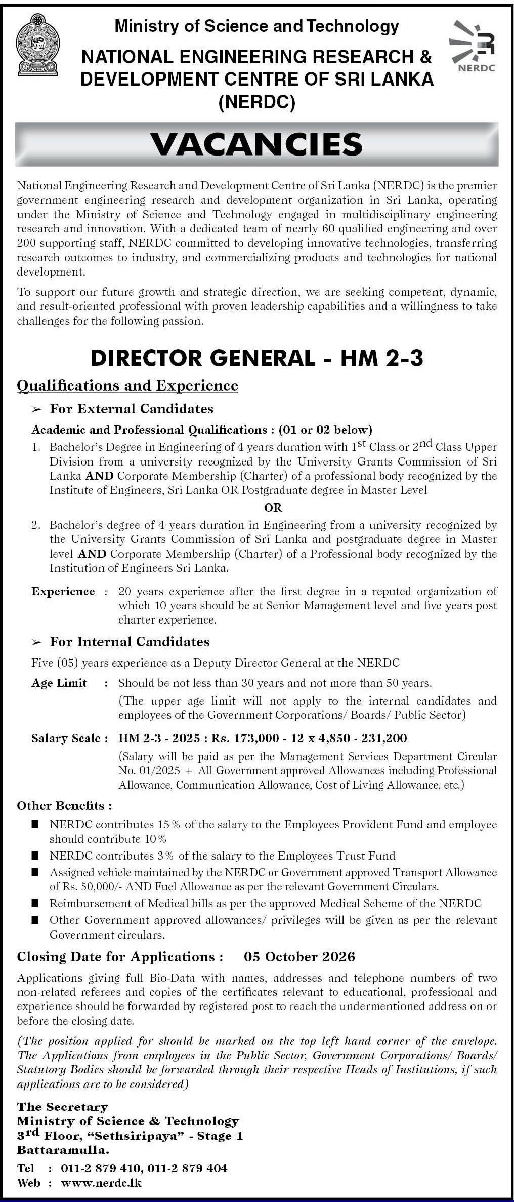 Director General - National Engineering Research and Development Centre