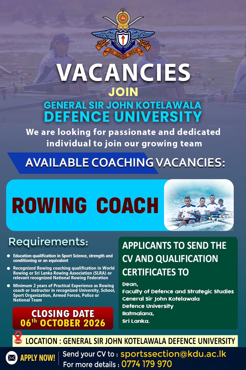 Rowing Coach - General Sir John Kotelawala Defence University