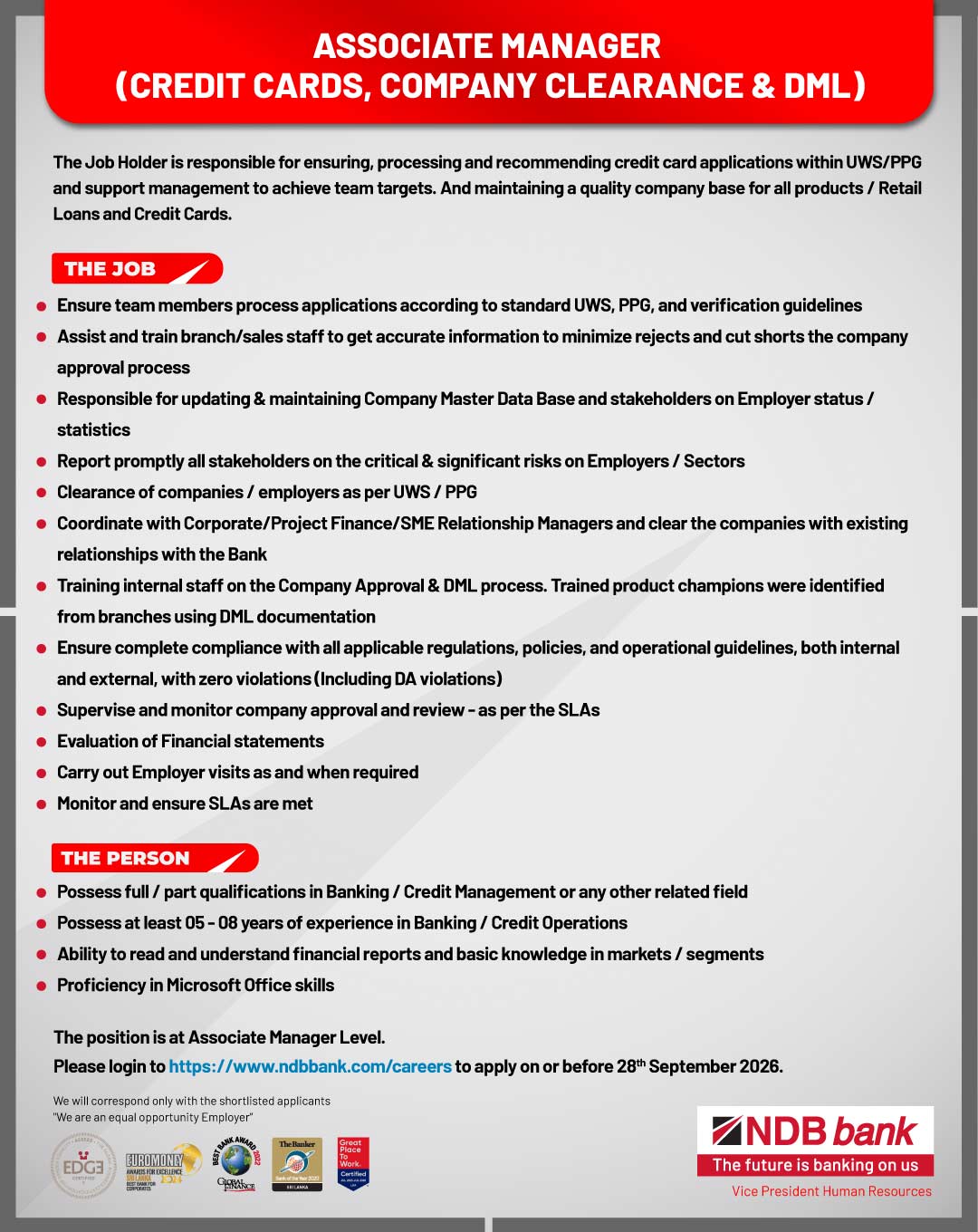 Associate Manager - National Development Bank