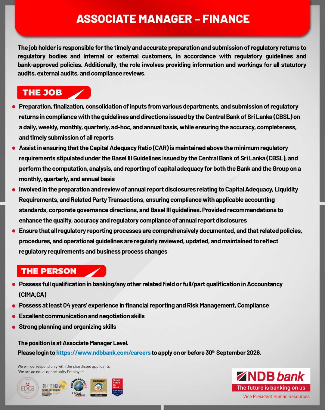 Associate Manager - National Development Bank