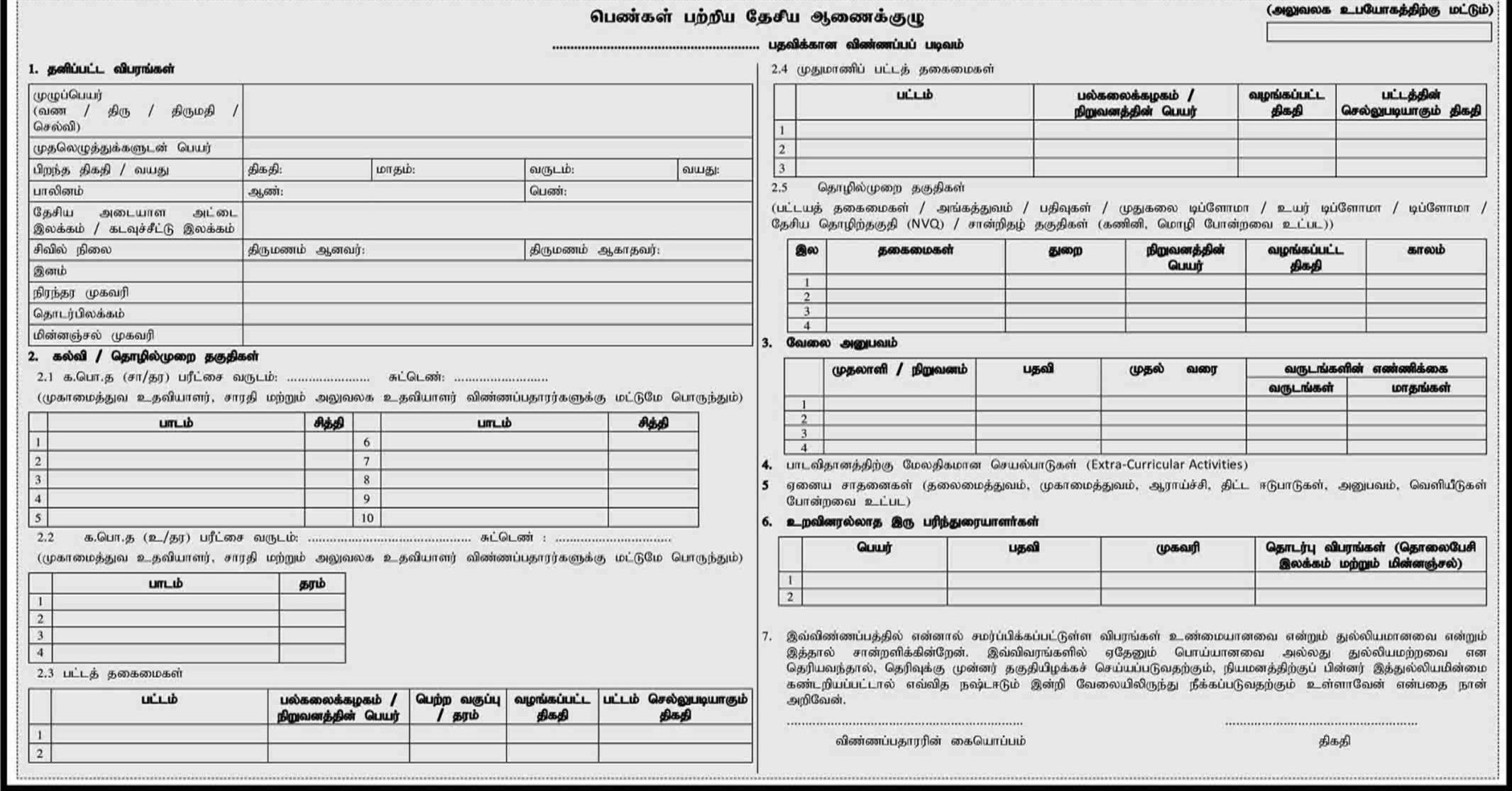 Management Assistant, Internal Auditor, Assistant Director - National Commission on Women