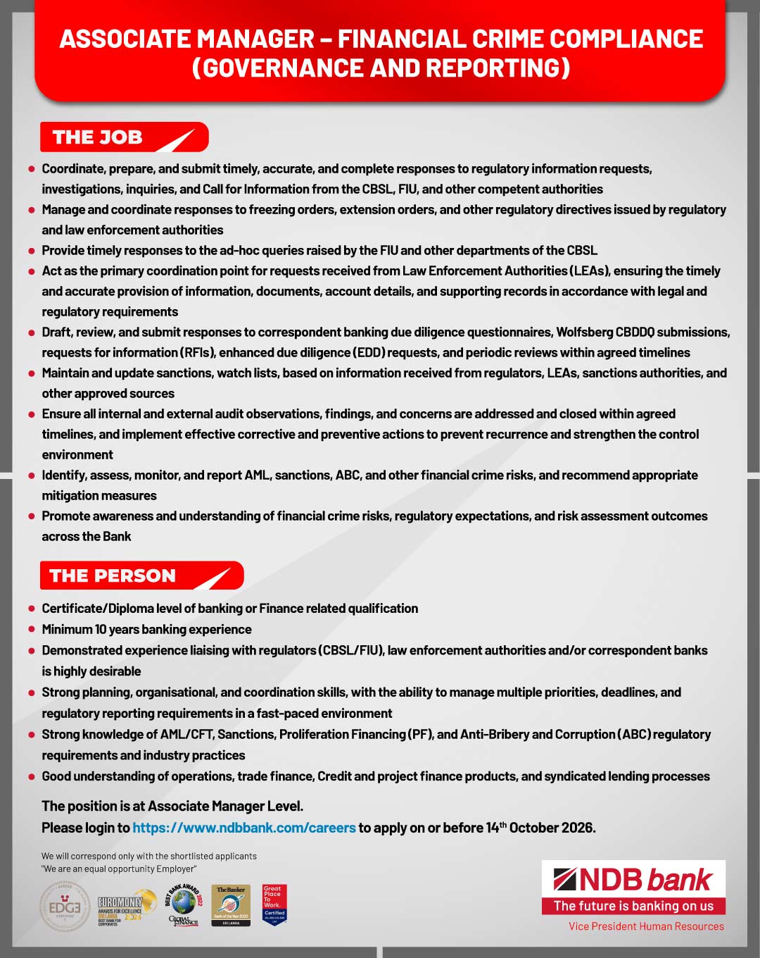 Associate Manager - National Development Bank