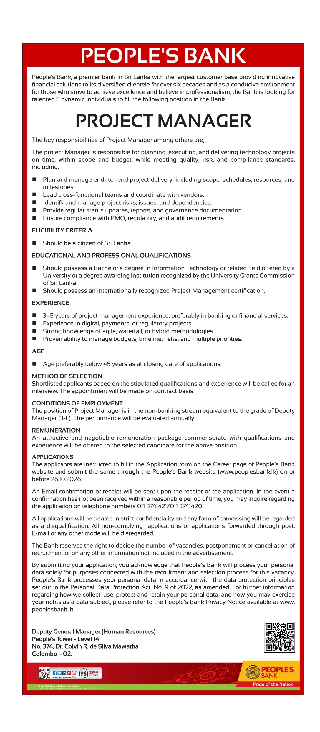 Project Manager - People's Bank