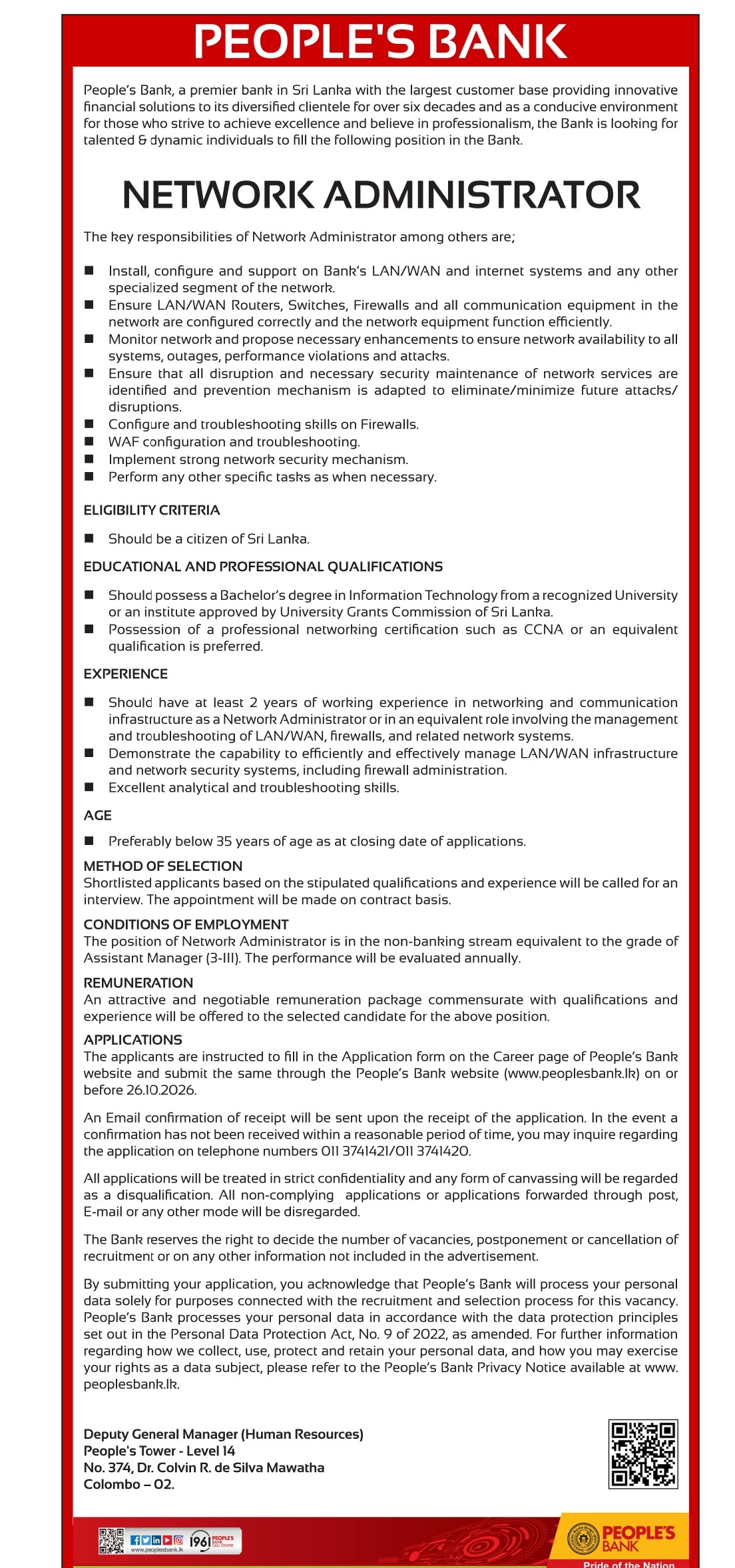 Network Administrator - People's Bank