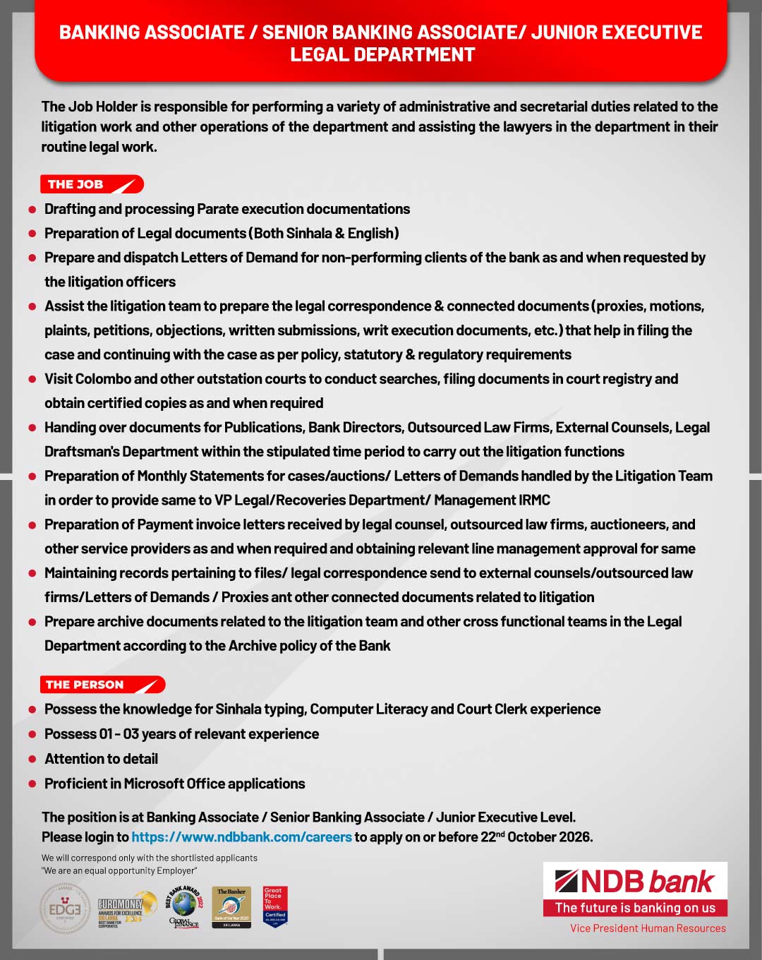 Senior Manager - National Development Bank