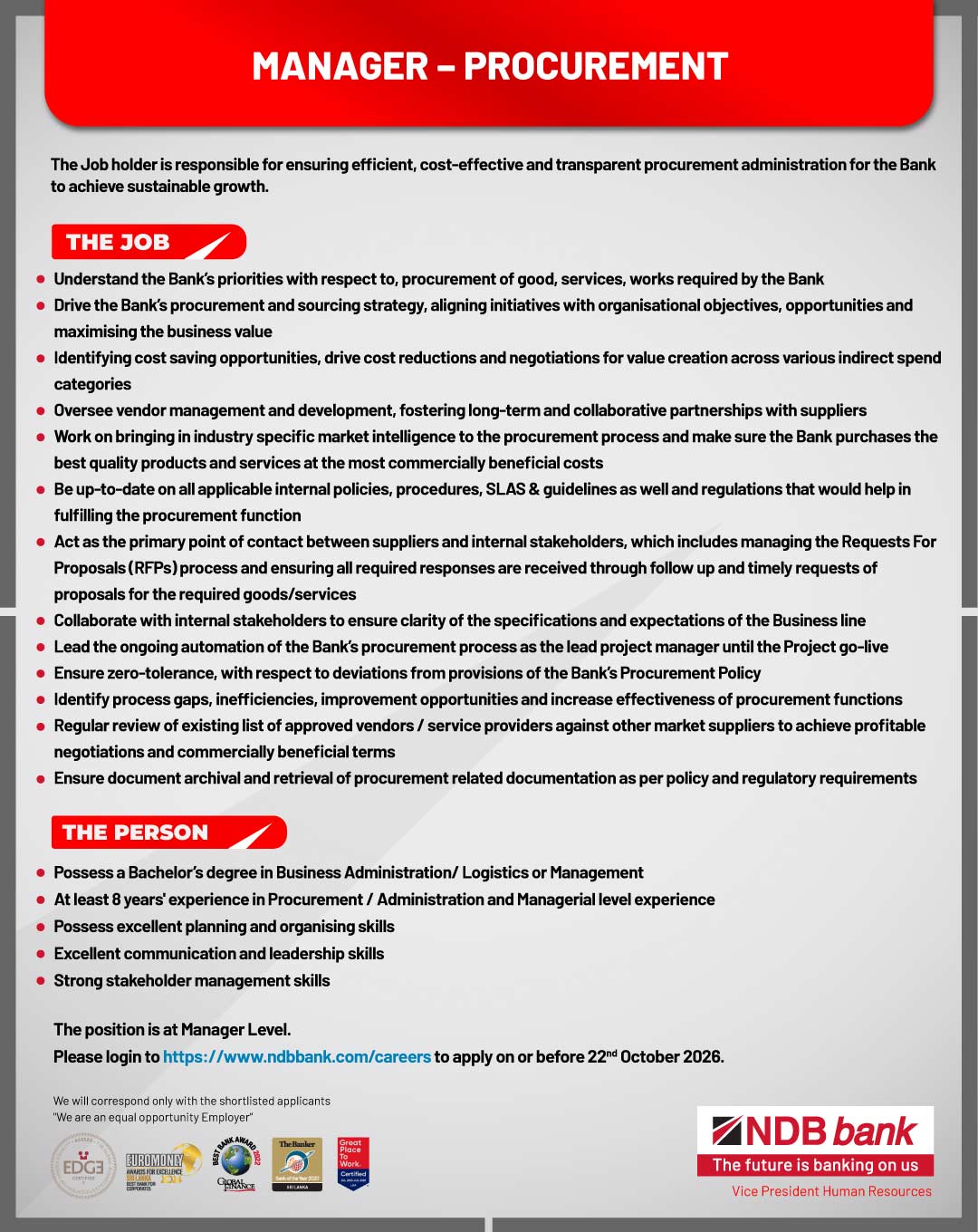 Manager - National Development Bank