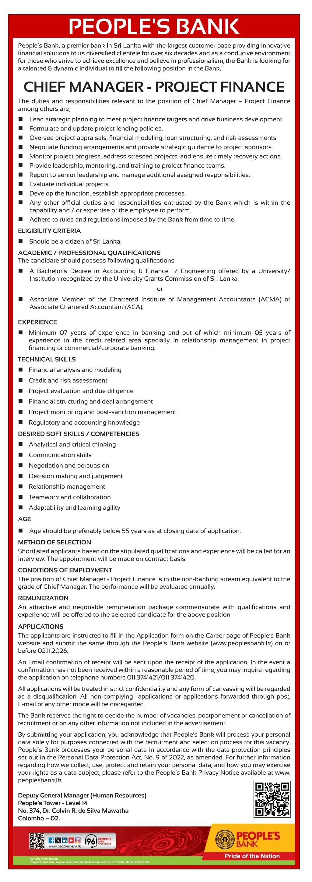 Chief Manager - People's Bank