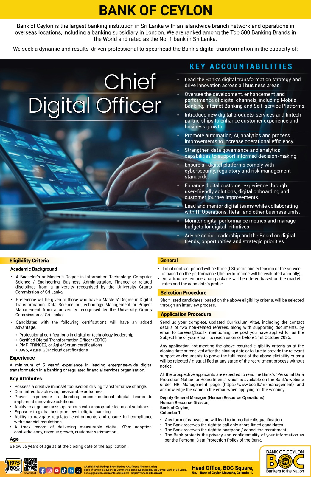 Chief Digital Officer - Bank of Ceylon