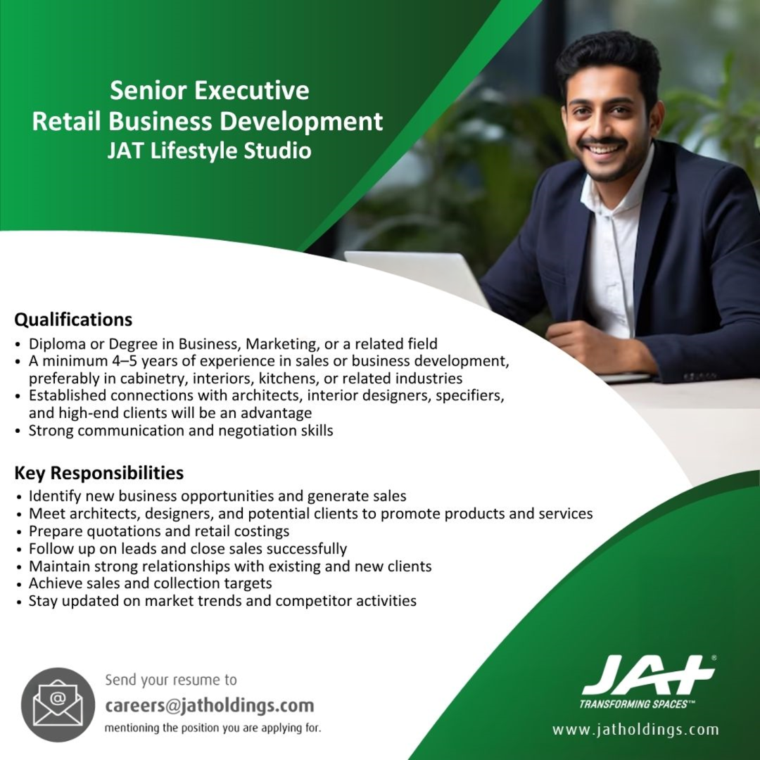 Senior Executive - JAT Holdings (Pvt) Ltd