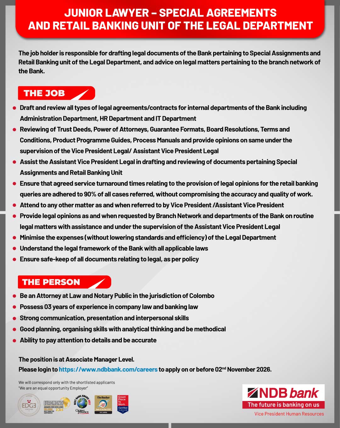 Junior Lawyer - National Development Bank