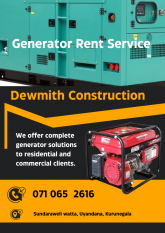 Generator rent Kurunegala- Dewmith Construction